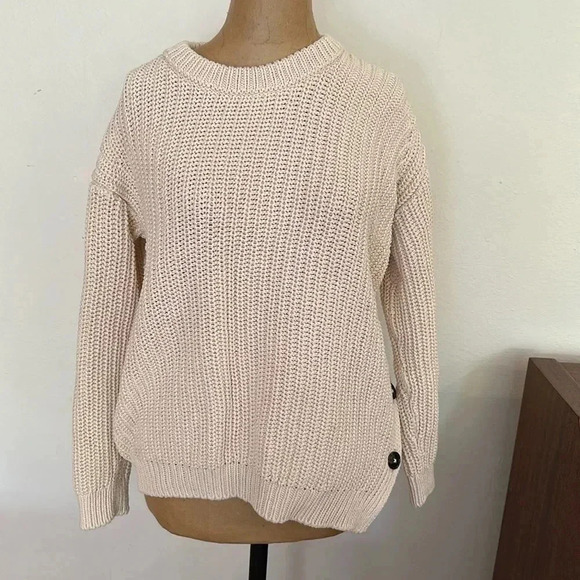 Closed S cotton knit sweater diagonal button detail cream color excellent cond - Picture 1 of 8